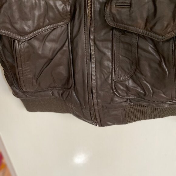Vintage MEMBER'S ONLY Express Men's Zip Up Brown Leather Bomber Jacket - Size 40 - Picture 6 of 6